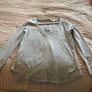 Gray v neck long sleeve- M- Charlotte Russe